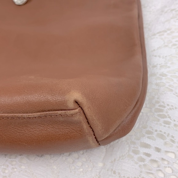 Vintage Ralph Lauren Leather Saddlers Handbag Brown Silver RL Green plaid Lined - Picture 15 of 16